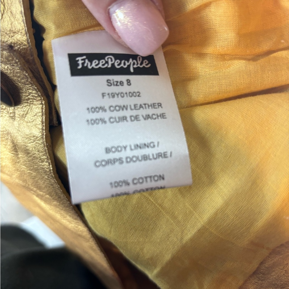 NWT Free People Women's Goldie Leather Mini Dress Gold, Size 8 - Picture 11 of 13